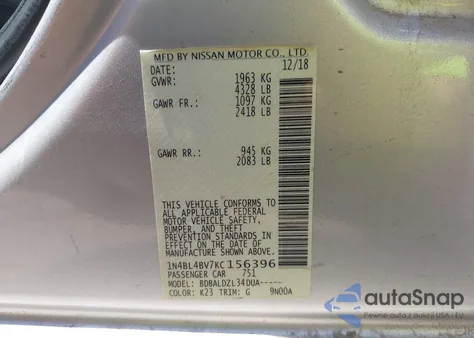 2019 Nissan Altima 2.5 S from USA, damaged, VIN 1N4BL4BV7KC156396
